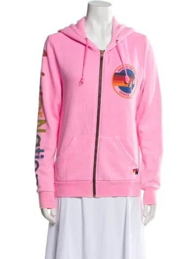 Pre-owned Aviator Nation Graphic Print Jacket In Pink