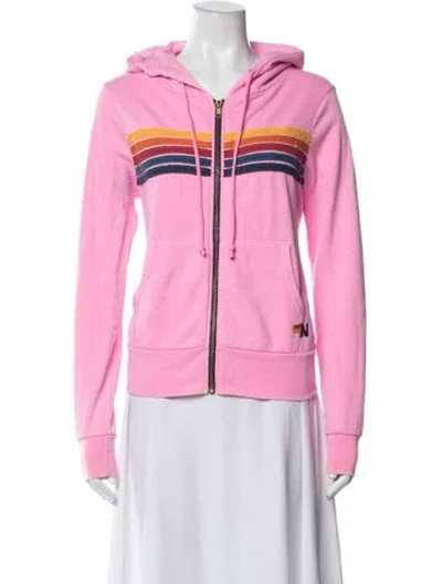 Pre-owned Aviator Nation Graphic Print Jacket In Pink