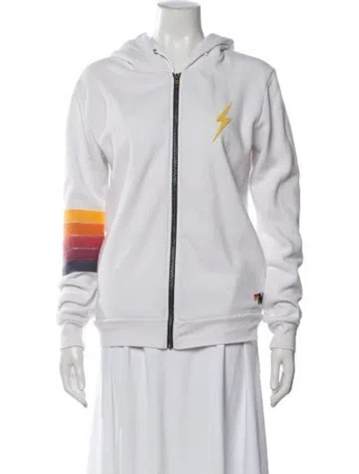 Pre-owned Aviator Nation Graphic Print Jacket In White
