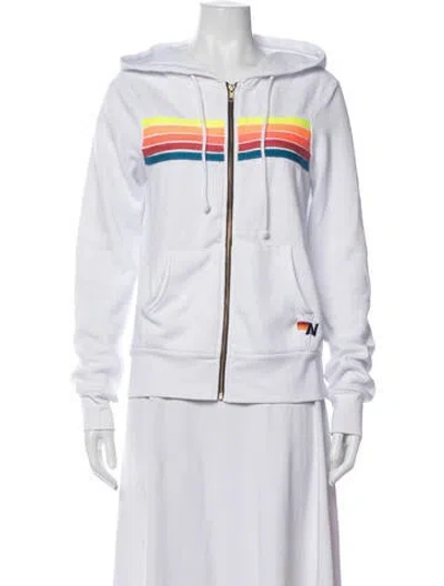 Pre-owned Aviator Nation Graphic Print Jacket In White