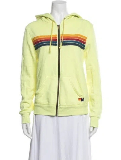 Pre-owned Aviator Nation Graphic Print Jacket In Yellow
