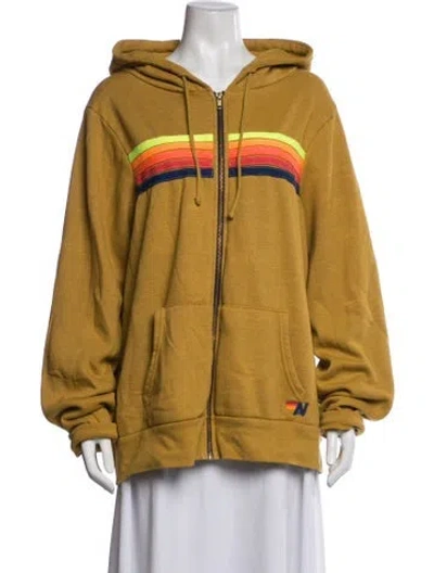 Pre-owned Aviator Nation Graphic Print Jacket In Yellow