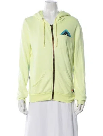 Pre-owned Aviator Nation Graphic Print Jacket In Yellow