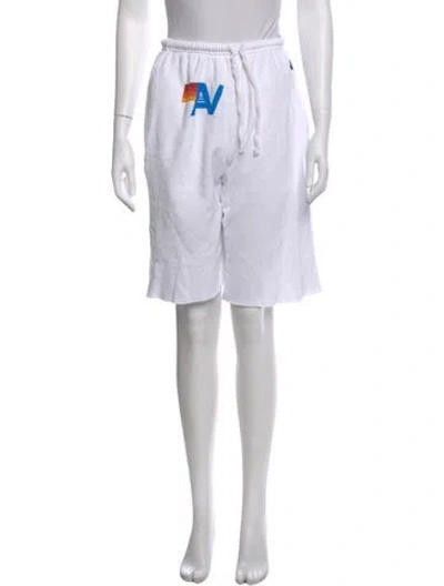 Pre-owned Aviator Nation Graphic Print Knee-length Shorts In White