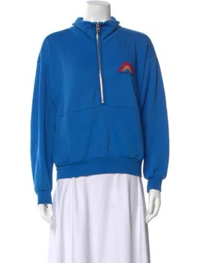 Pre-owned Aviator Nation Graphic Print Long Sleeve Sweatshirt In Blue