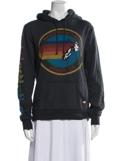Pre-owned Aviator Nation Graphic Print Long Sleeve Sweatshirt In Blue
