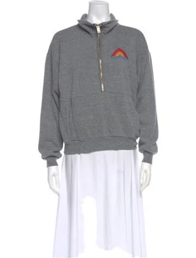 Pre-owned Aviator Nation Graphic Print Long Sleeve Sweatshirt In Gray