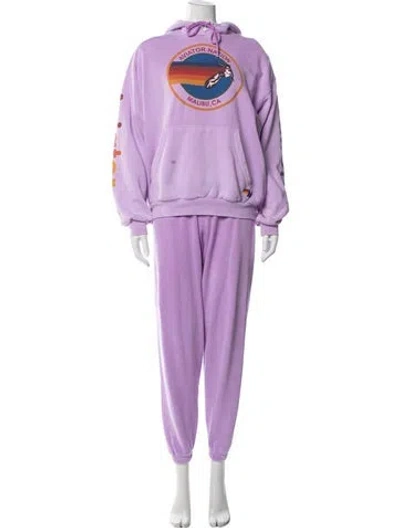 Pre-owned Aviator Nation Graphic Print Lounge Set In Purple