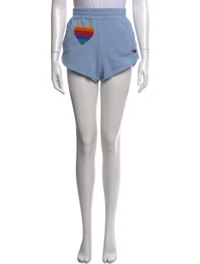 Pre-owned Aviator Nation Graphic Print Mini Shorts In Blue