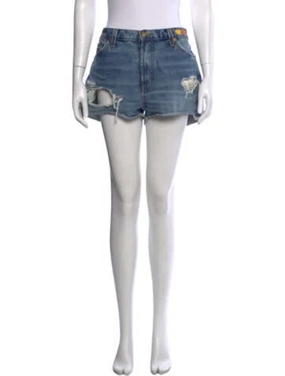 Pre-owned Aviator Nation Graphic Print Mini Shorts In Blue