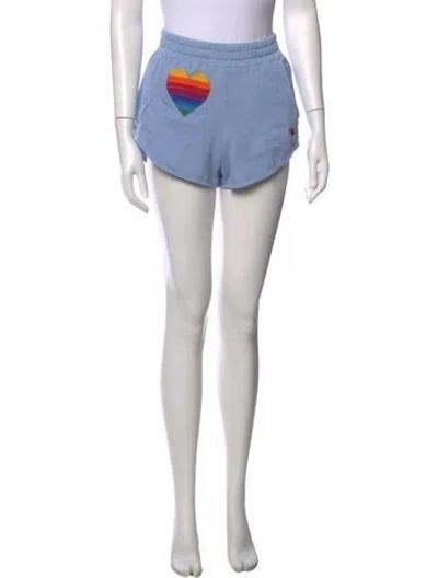 Pre-owned Aviator Nation Graphic Print Mini Shorts In Blue