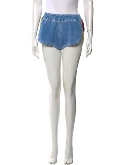 Pre-owned Aviator Nation Graphic Print Mini Shorts In Blue