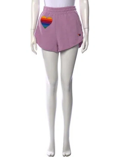 Pre-owned Aviator Nation Graphic Print Mini Shorts In Purple