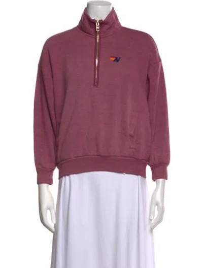 Pre-owned Aviator Nation Graphic Print Mock Neck Sweatshirt In Pink