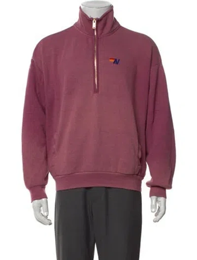 Pre-owned Aviator Nation Graphic Print Mock Neck Sweatshirt In Pink