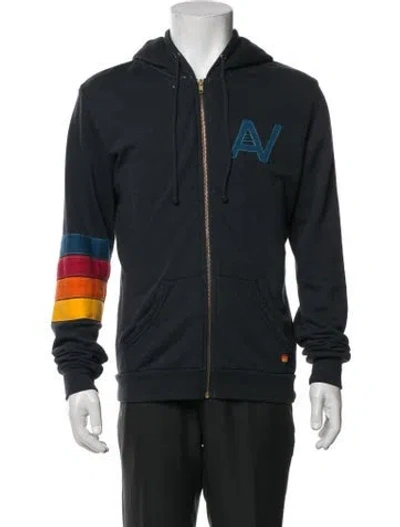 Pre-owned Aviator Nation Graphic Print Open Front Hoodie In Brown