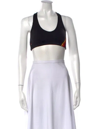 Pre-owned Aviator Nation Graphic Print Scoop Neck Sports Bra In Black