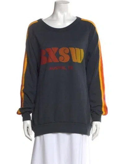 Pre-owned Aviator Nation Graphic Print Scoop Neck Sweater In Blue