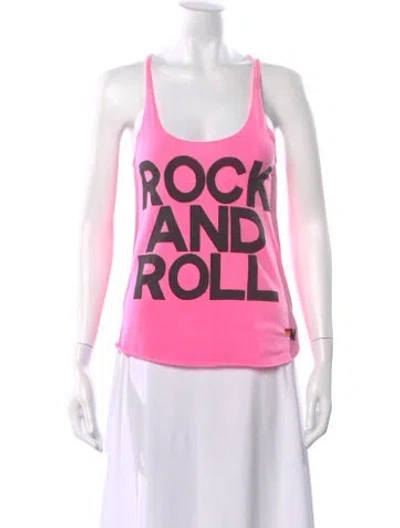 Pre-owned Aviator Nation Graphic Print Scoop Neck Top In Pink