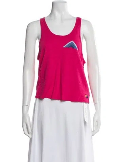 Pre-owned Aviator Nation Graphic Print Scoop Neck Top In Pink