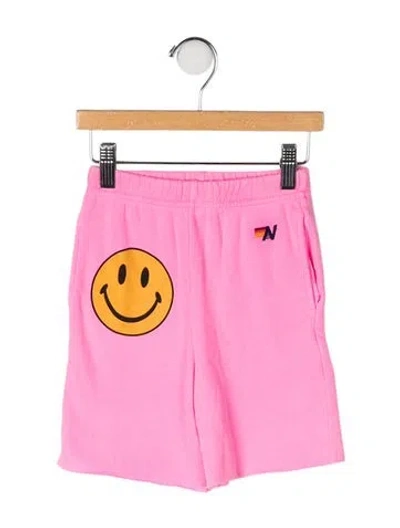 Pre-owned Aviator Nation Kids' Graphic Print Shorts In Pink
