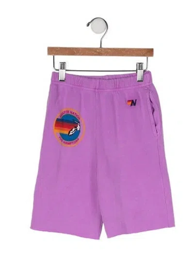 Pre-owned Aviator Nation Babies' Graphic Print Shorts In Purple