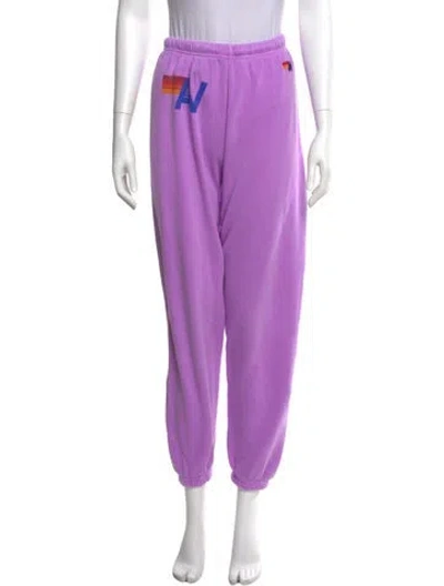 Pre-owned Aviator Nation Graphic Print Skinny Leg Pants In Purple