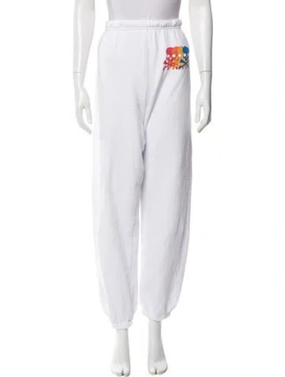 Pre-owned Aviator Nation Graphic Print Skinny Leg Pants In White