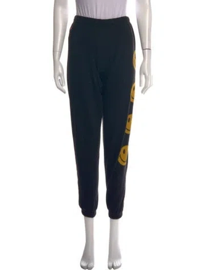 Pre-owned Aviator Nation Graphic Print Straight Leg Pants In Black