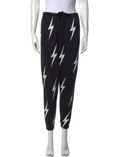 Pre-owned Aviator Nation Graphic Print Straight Leg Pants In Black