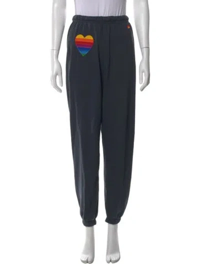Pre-owned Aviator Nation Graphic Print Straight Leg Pants In Blue
