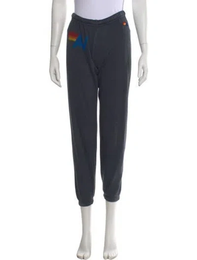 Pre-owned Aviator Nation Graphic Print Straight Leg Pants In Blue