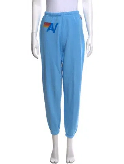 Pre-owned Aviator Nation Graphic Print Straight Leg Pants In Blue
