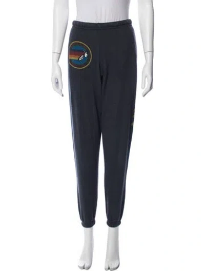 Pre-owned Aviator Nation Graphic Print Straight Leg Pants In Blue