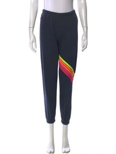 Pre-owned Aviator Nation Graphic Print Straight Leg Pants In Blue