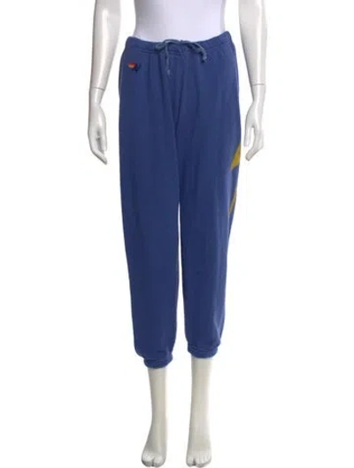 Pre-owned Aviator Nation Graphic Print Straight Leg Pants In Blue