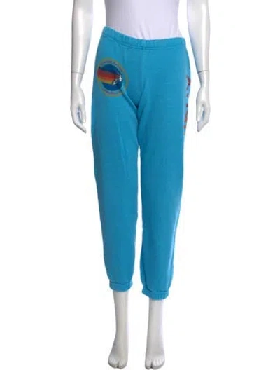 Pre-owned Aviator Nation Graphic Print Straight Leg Pants In Blue