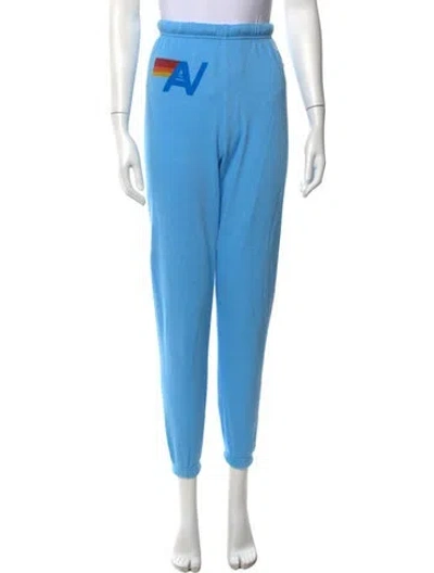 Pre-owned Aviator Nation Graphic Print Straight Leg Pants In Blue