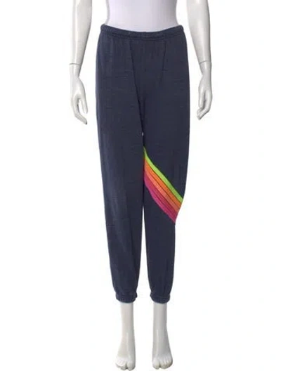 Pre-owned Aviator Nation Graphic Print Straight Leg Pants In Blue