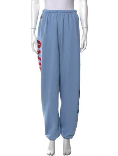 Pre-owned Aviator Nation Graphic Print Straight Leg Pants In Blue