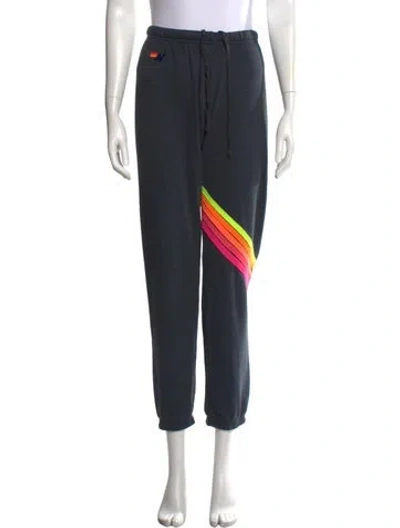 Pre-owned Aviator Nation Graphic Print Straight Leg Pants In Blue