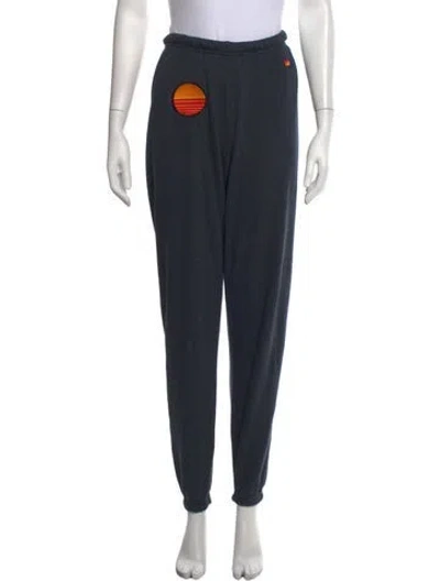 Pre-owned Aviator Nation Graphic Print Straight Leg Pants In Blue