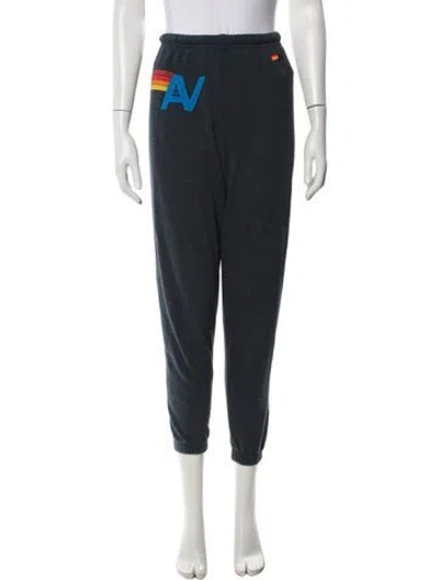 Pre-owned Aviator Nation Graphic Print Straight Leg Pants In Blue