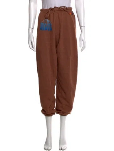 Pre-owned Aviator Nation Graphic Print Straight Leg Pants In Brown