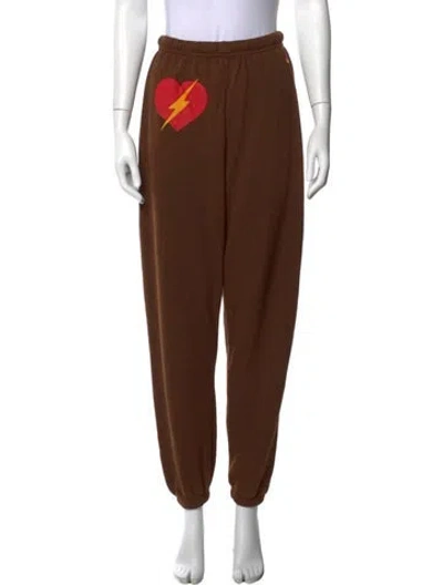 Pre-owned Aviator Nation Graphic Print Straight Leg Pants In Brown
