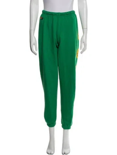 Pre-owned Aviator Nation Graphic Print Straight Leg Pants In Green
