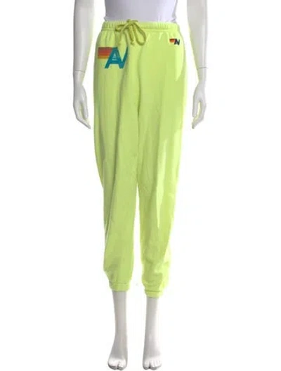 Pre-owned Aviator Nation Graphic Print Straight Leg Pants In Green