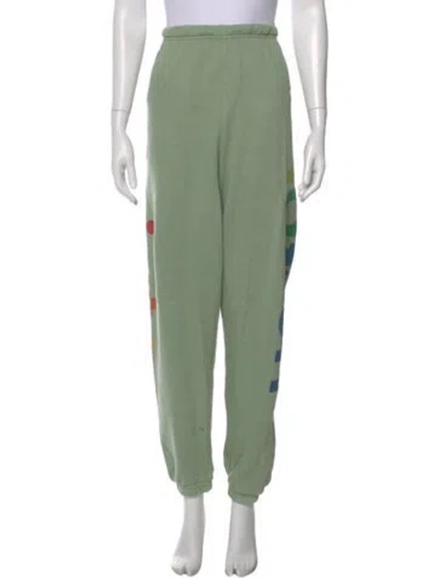 Pre-owned Aviator Nation Graphic Print Straight Leg Pants In Green
