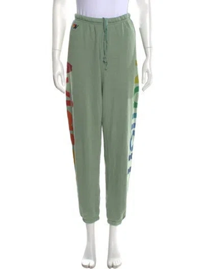 Pre-owned Aviator Nation Graphic Print Straight Leg Pants In Green