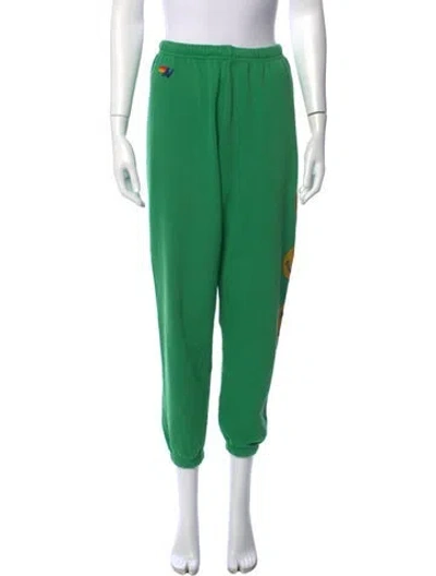 Pre-owned Aviator Nation Graphic Print Straight Leg Pants In Green